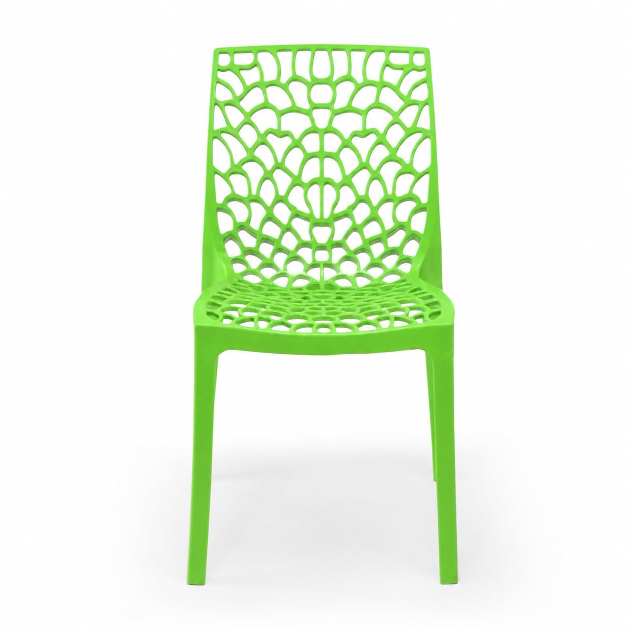 Highway Plastic Web Chair Outdoor Without Arm (Jali) Gloss Finish | Stackable 6 High | 150kg Capacity | UV Weather Resistant | Home Office Restaurant Garden Café | (1, Brown, Standard) (Green)-image-12