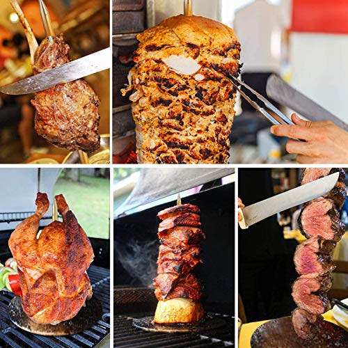 Al Pastor Skewer For Grill & Trompo Para Tacos Al Pastor, Vertical Skewer For Shawarma, Kebabs, Stainless Steel With 2 Size Skewers(8”And 12”) For Smoker, Kamado Grill, Oven #TOP5