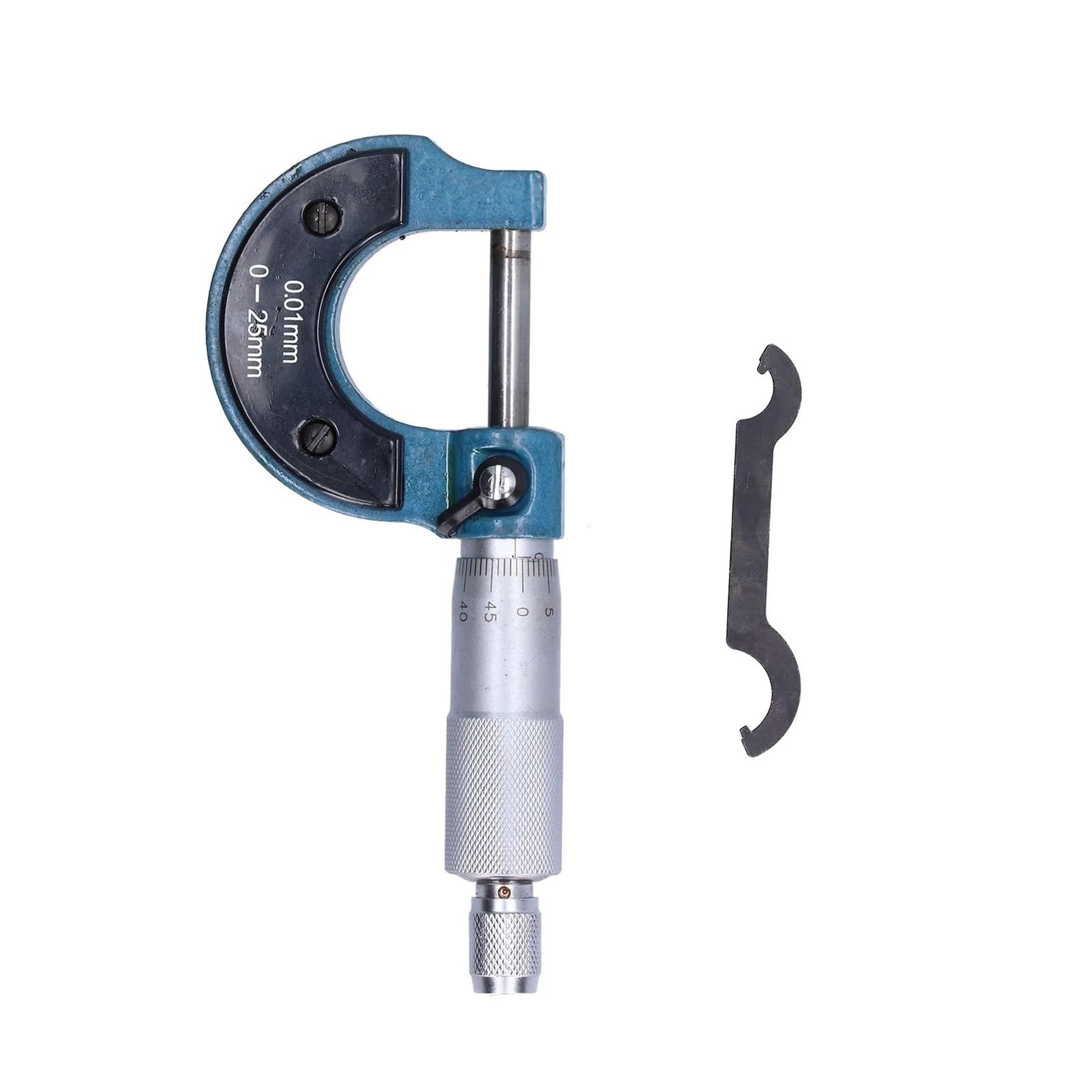 Micrómetro exterior de acero inoxidable, herramienta de medición de espesor con llave, calibre micrométrico de 0,01 mm Mide cualquier cosa(0-25mm)