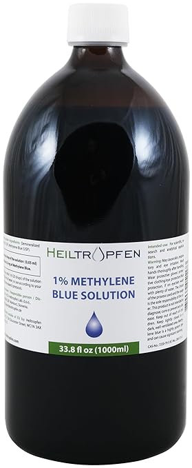 Methylene Blue 1% Solution 33.8 Fl Oz - 1000 ml | Ultra High Purity | USP Pharma Grade Ingredients - Third-Party Tested | Formaldehyde Free | Glass Bottle | Heiltropfen®