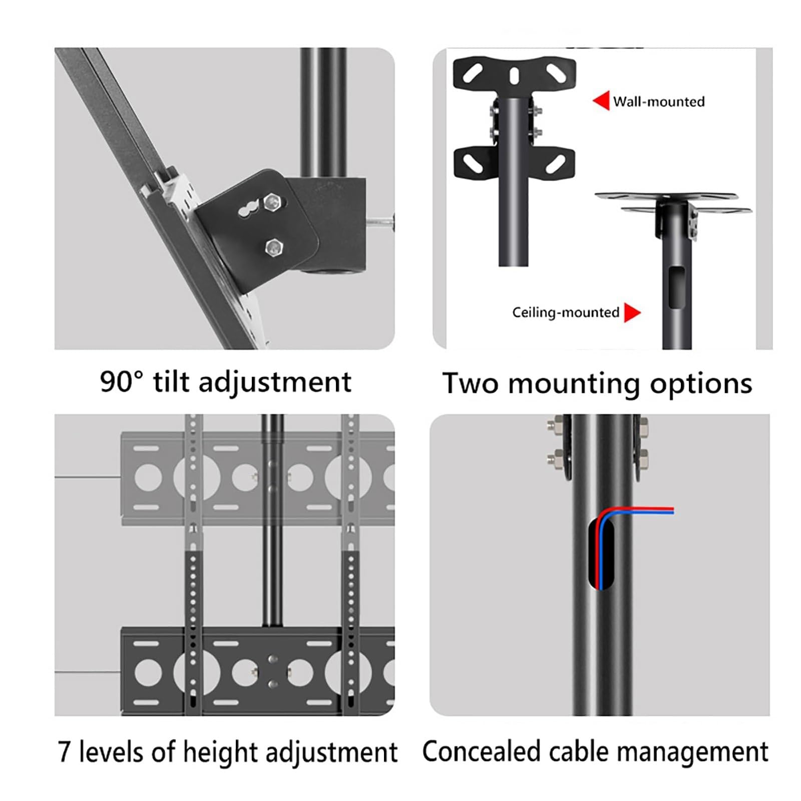 THEGA Montaje En Techos - Soporte para TV De Techo, Soporte Giratorio para TV con Rotación De 360 Grados Y Movimiento Completo para Televisores De 27 A 55 Pulgadas, Soporta hasta 66 Libras/30 Kg