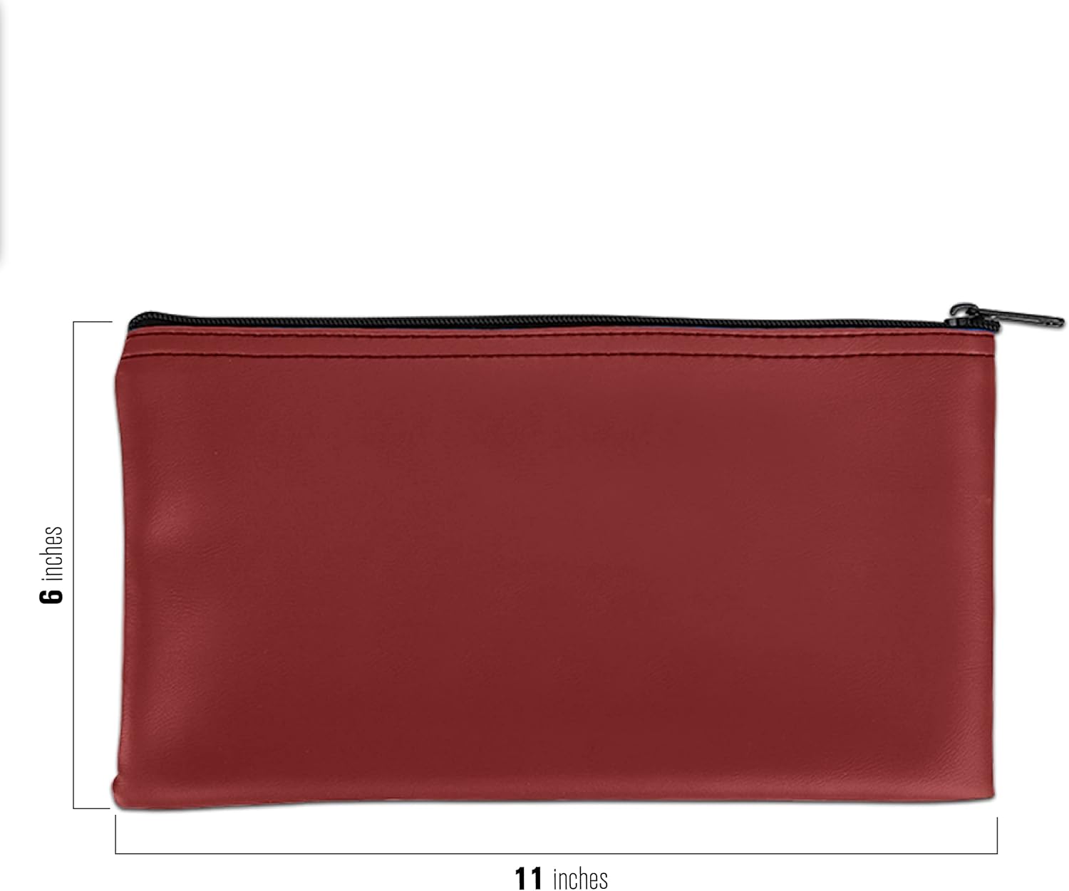 Burgundy Expanded Vinyl Reusable Deposit Bag 11Wx 6H with Heavy Duty Zipper for Cash Checks and Documents - Image 5
