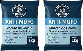 Kit 2 Antimofo Granulado - Absorvedor de Umidade com Cloreto de Cálcio – Ideal para Closets, Armários, Banheiros e Ambientes Fechados - 2kg