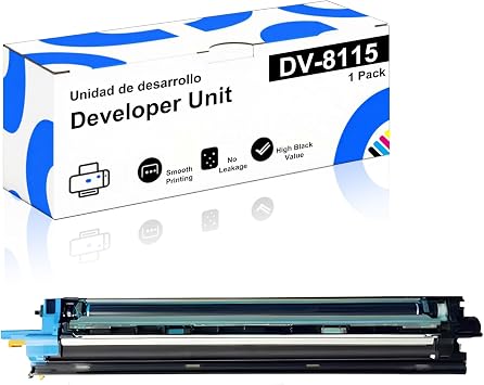 DV-8115K DV-8115C DV-8115M DV-8115Y Replacement Developer Unit Compatible for Kyocera ECOSYS M8124cidn M8130cidn M8224cidn M8228cidn Printers, Reliable Performance & with Chip Cyan