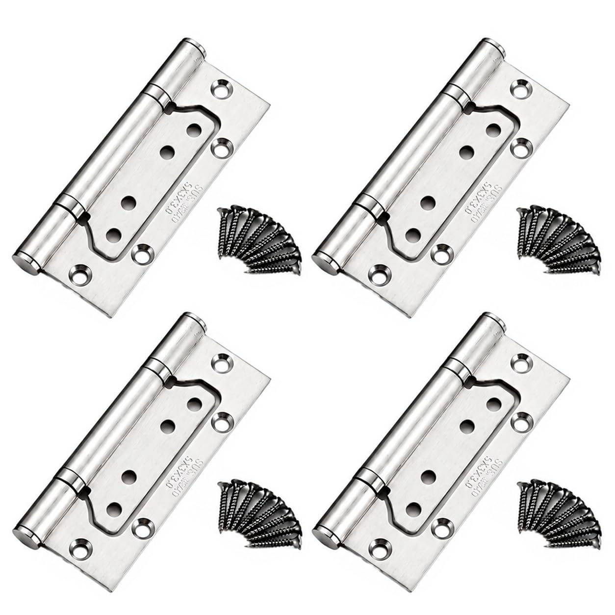 MiKuaYi Gate Hinges, 4 Pack 4 Inch / 100mm Heavy Duty Flush Hinges, Stainless Steel for Outdoor Garden Shed Patio Wooden Fence