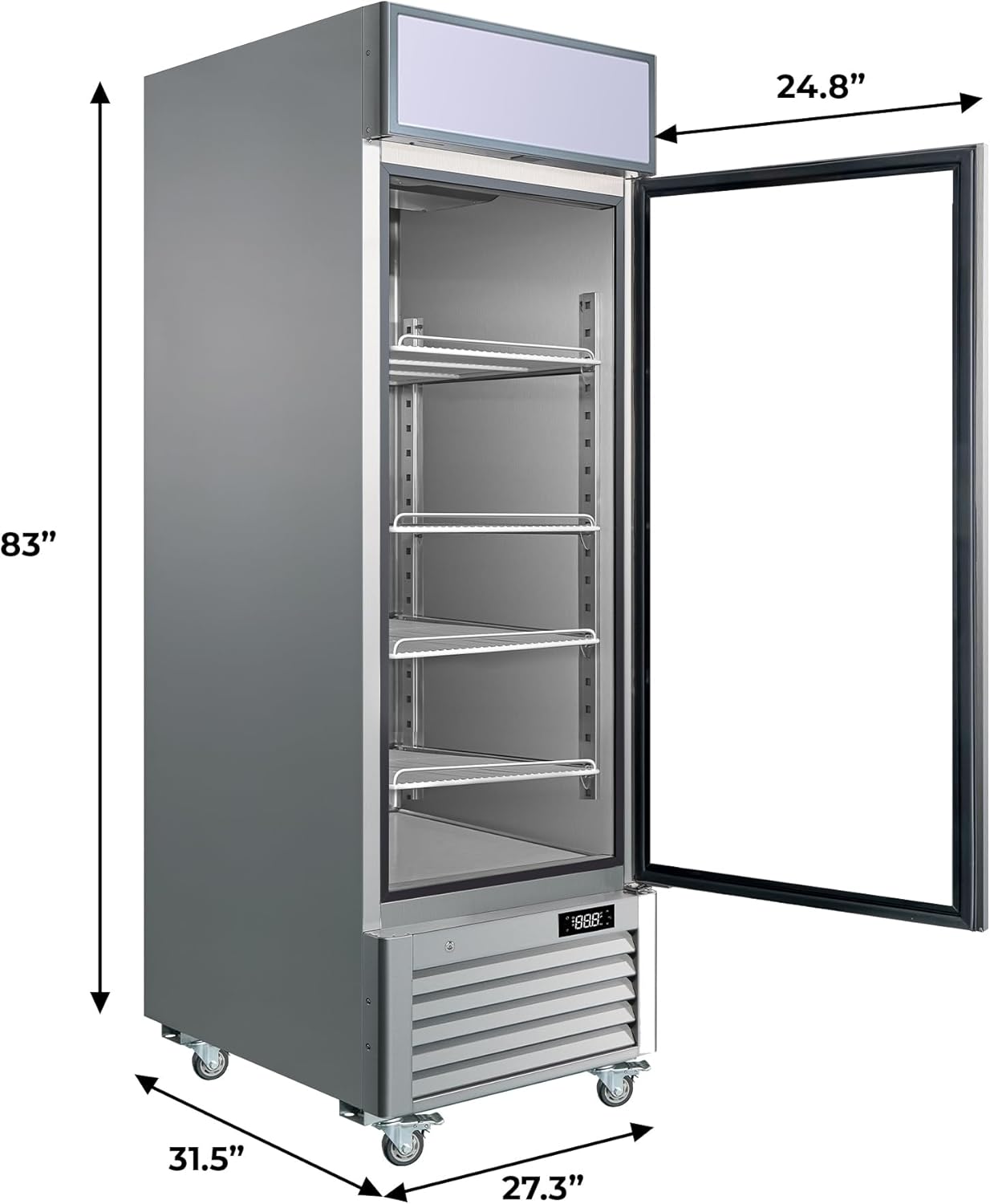 Kenmore Pro 23 Cu. Ft. Swing Glass Door Upright Commercial Display Freezer | 27" W Single-Door Merchandiser | Freestanding Convertible Freezer/Refrigerator | Digital Temperature Display | ETL-Approved
