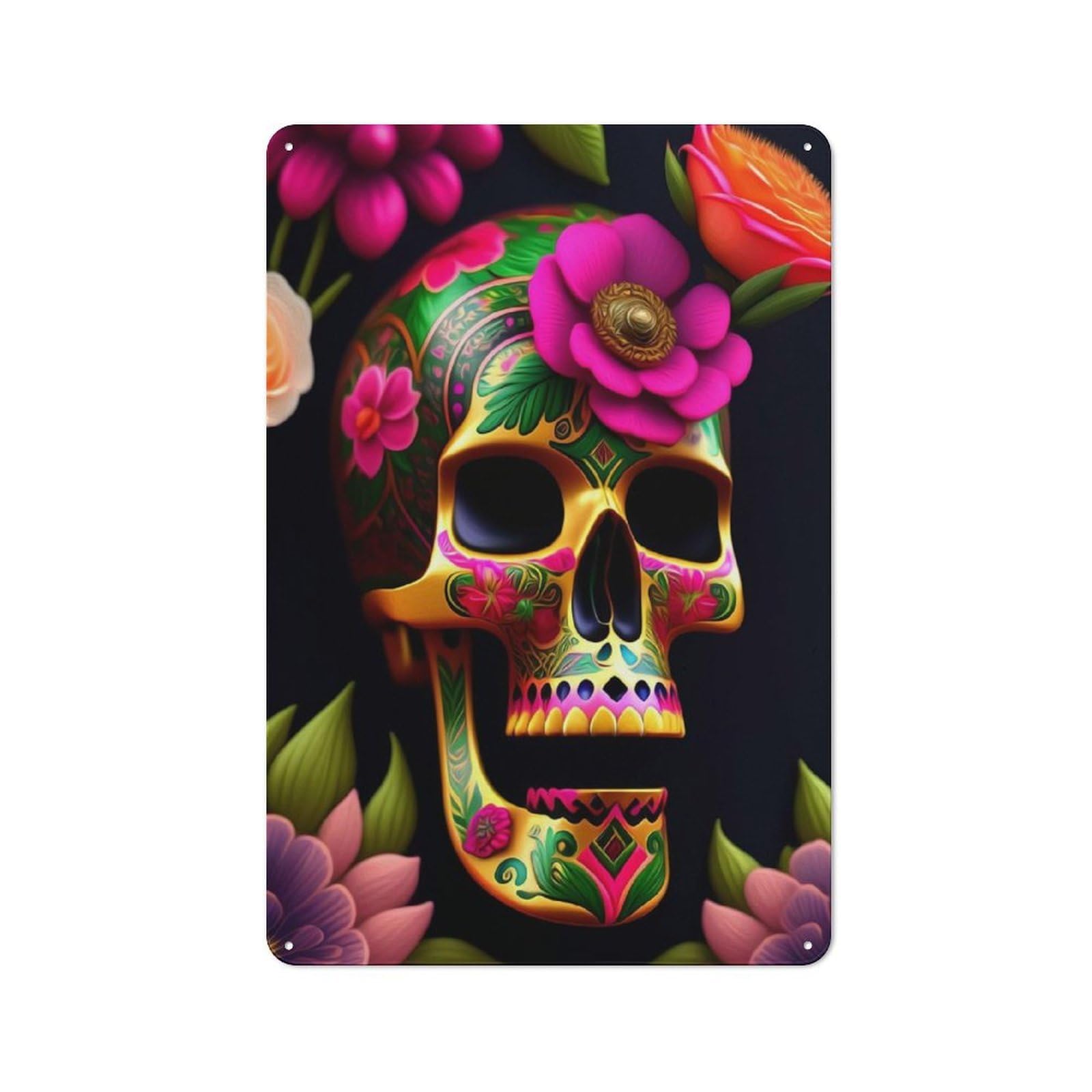 Junmoney Skull 63 Rustic Metal Sign 30X20cm For Guest Room Or Hallway, Suited To Hallway Wall Decor Fans