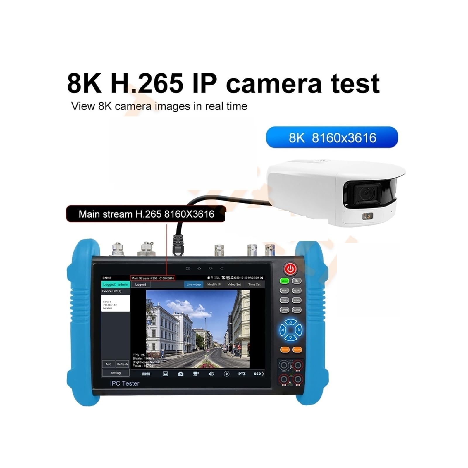 Testeur de vidéosurveillance, Testeur De Vidéosurveillance 8K IPC-9800CLMOVTADHS 8MP HD AHD TVI CVI SDI IP Moniteur À Écran Tactile 7 Pouces D'affichage Vidéo