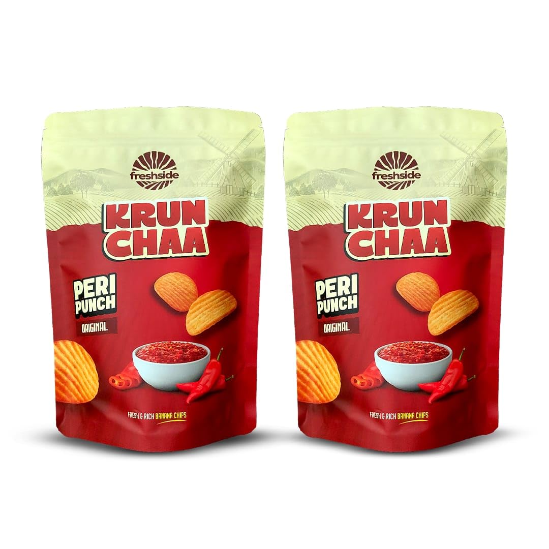 Freshside Krunchaa Kerala Banana Chips | Spicy Couple Combo Pack | Peri Punch Flavored Plantain Slices | Crispy Crunchy South Indian Snack | Ready to Eat Tea Time & Travel Snack, 100gm x 2-image-19
