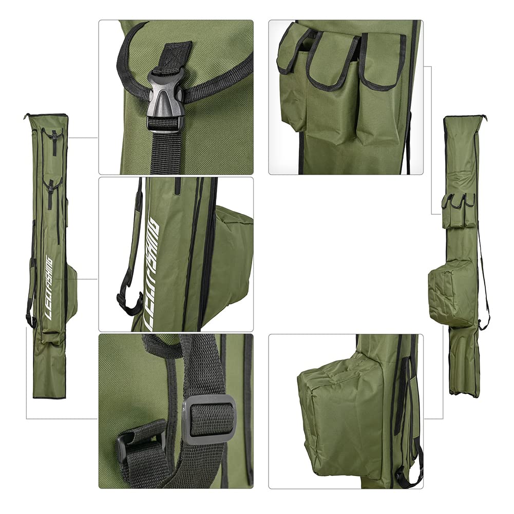 DAZZLEEX Sac de Canne à pêche de Grande capacité Sac de pêche Stockage de Moulinet de Canne à pêche Support de matériel de pêche 1.95m