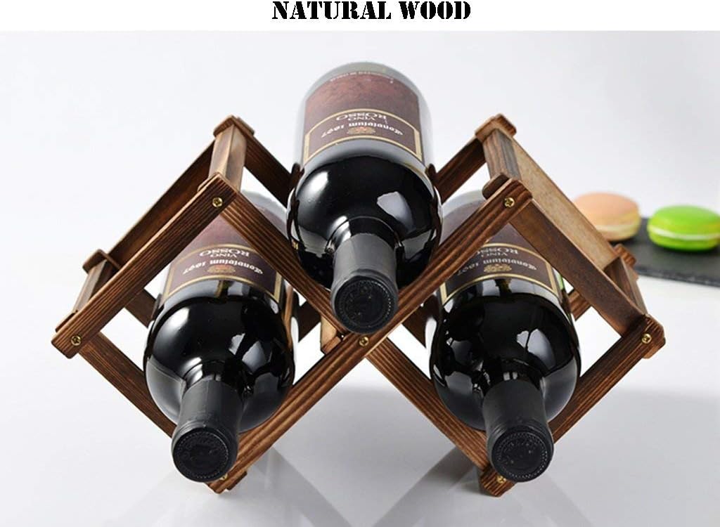 6 Bottle Wine Rack Countertop Natural Pine Wood Shelf for Pantry Free Standing Triangle Bottle Rack a