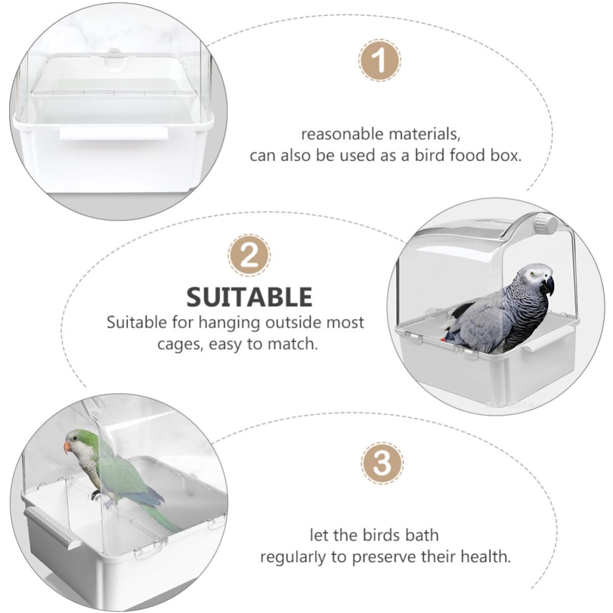 Vogelbad für Käfig als Hängebadewanne für Papageien und Sittiche