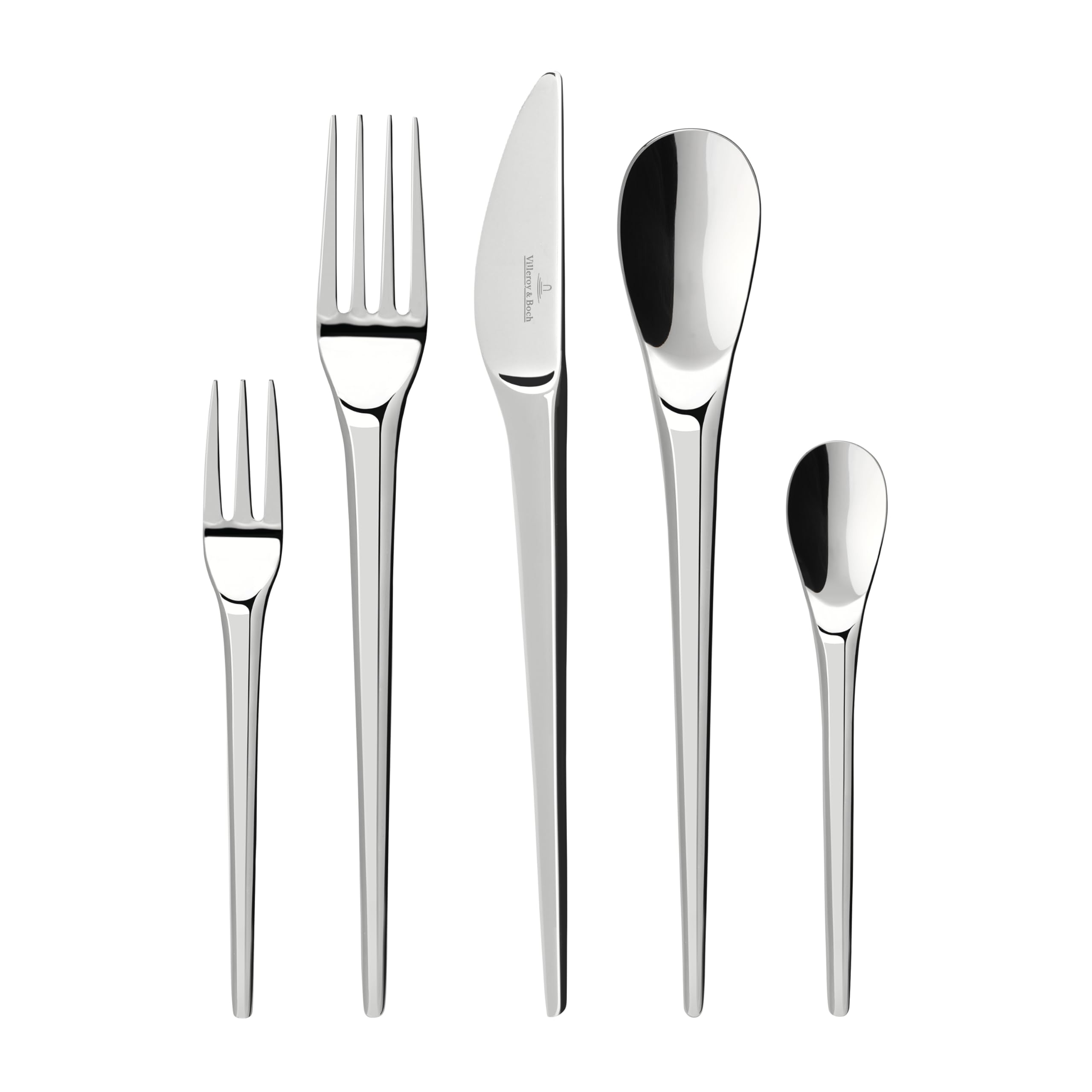 Villeroy & Boch – New Moon Cutlery Set 30 Pieces for 6 People, Dishwasher Safe, Rustproof, Knife, Fork, Spoon, Luxury Cutlery Set, Dinner, 18/10 Stainless Steel