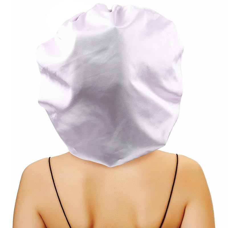 Touca de cetim redonda grande dupla camada com faixa elástica e laço Lilac Purple — sent hair