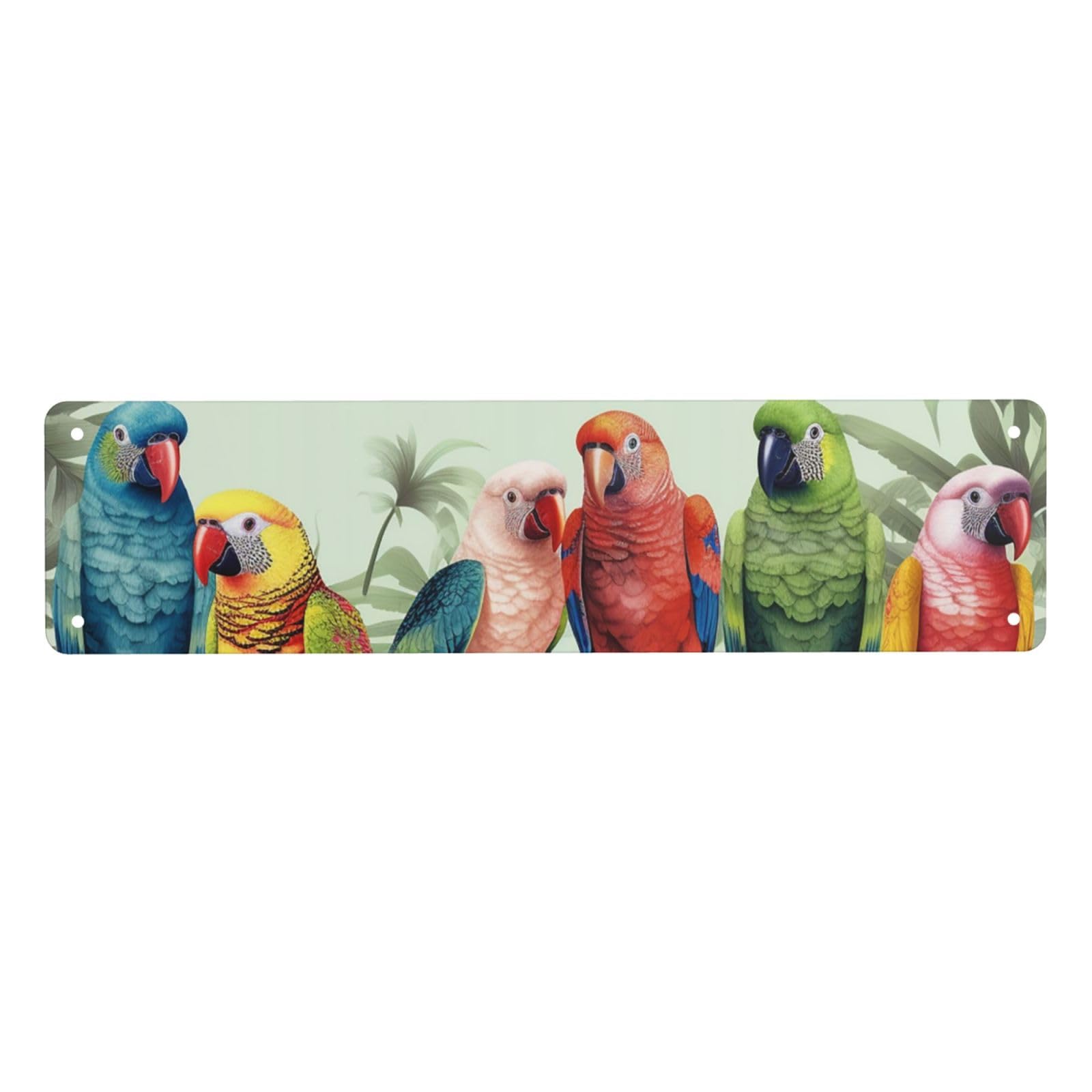 Vintage Metal Tin Signs Retro Garage Signs Stylish Wall Art Plaques for Home Decor Unique Poster 4x16 Inch Colorful Parrots On Tree Metal Sign Outdoor Wall Decorations Gifts