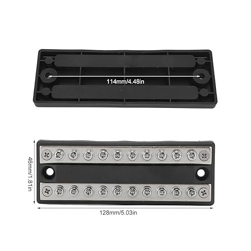 Miniatura 8 de Barra de bus de batería RV Batería Bus Bar DC12V a 48V 100A 10 vías doble fila 20 terminales Bloque de distribución de energía para coches, RVs,