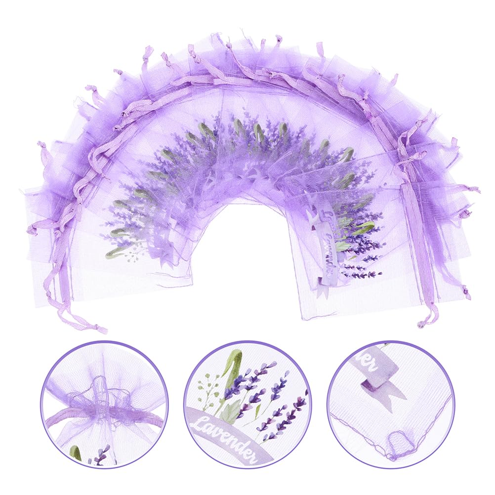 LUOZZY 50 Pcs Drawstring Organza Bags Small Mesh Lavender Sachets Bags Dried Flower Bags Christmas Wedding Party Favors Pouches (Light Purple)