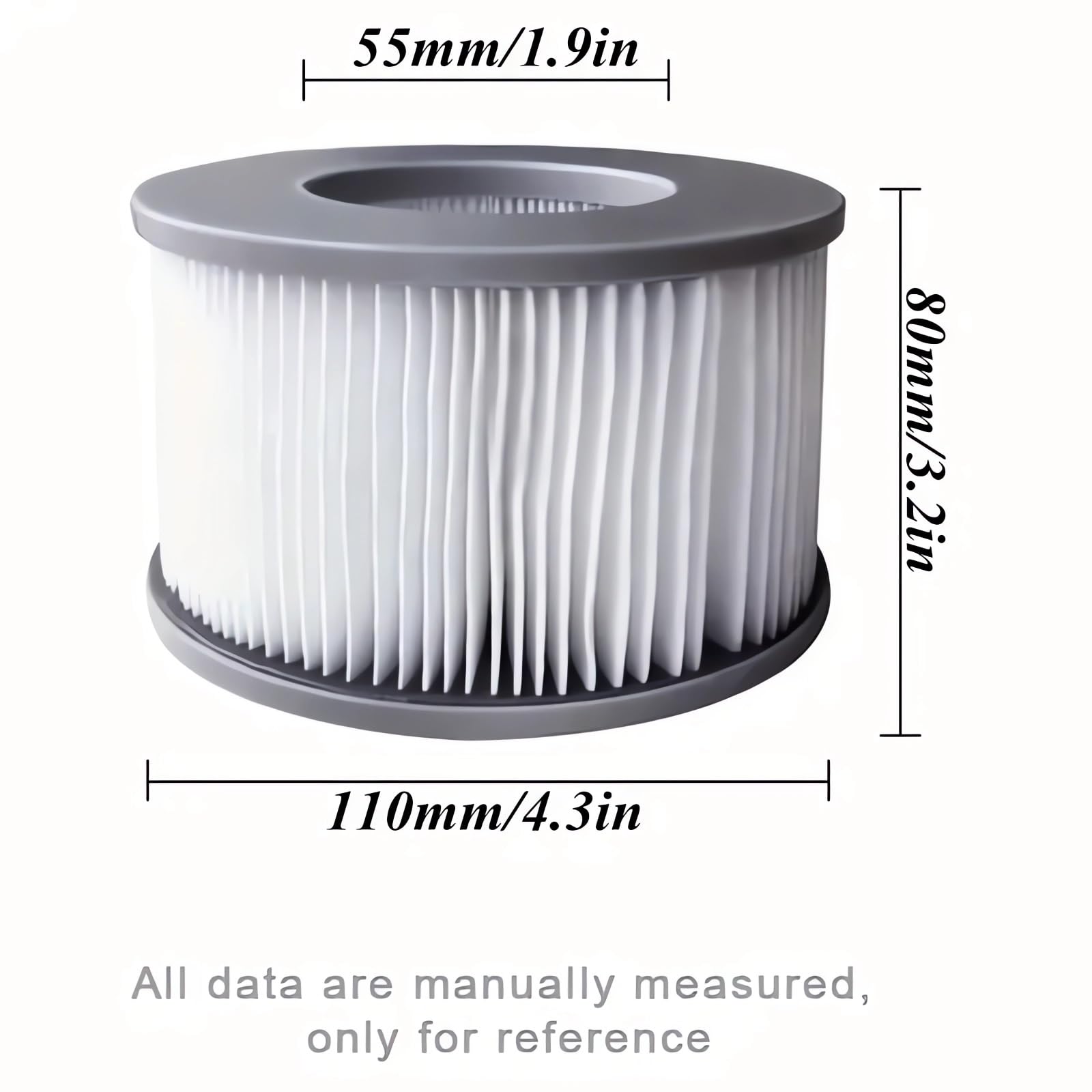 Ersatzfilter für MSPA Whirlpool Ersatzfilter-Kartusche Wasserfilter, Filter für Whirlpool und heiße U-Boote sowie Spas, Aufblasbare Pools, Wasserfilter Modell ab 2020, Packung à 8