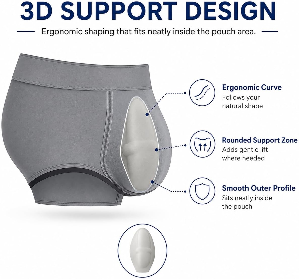 3 Pack Men Front Contour 3D Thickened Sponge Pad Breathable Lightweight Removable Underwear Enhancer for Swimwear Boxer Briefs Black White Nude