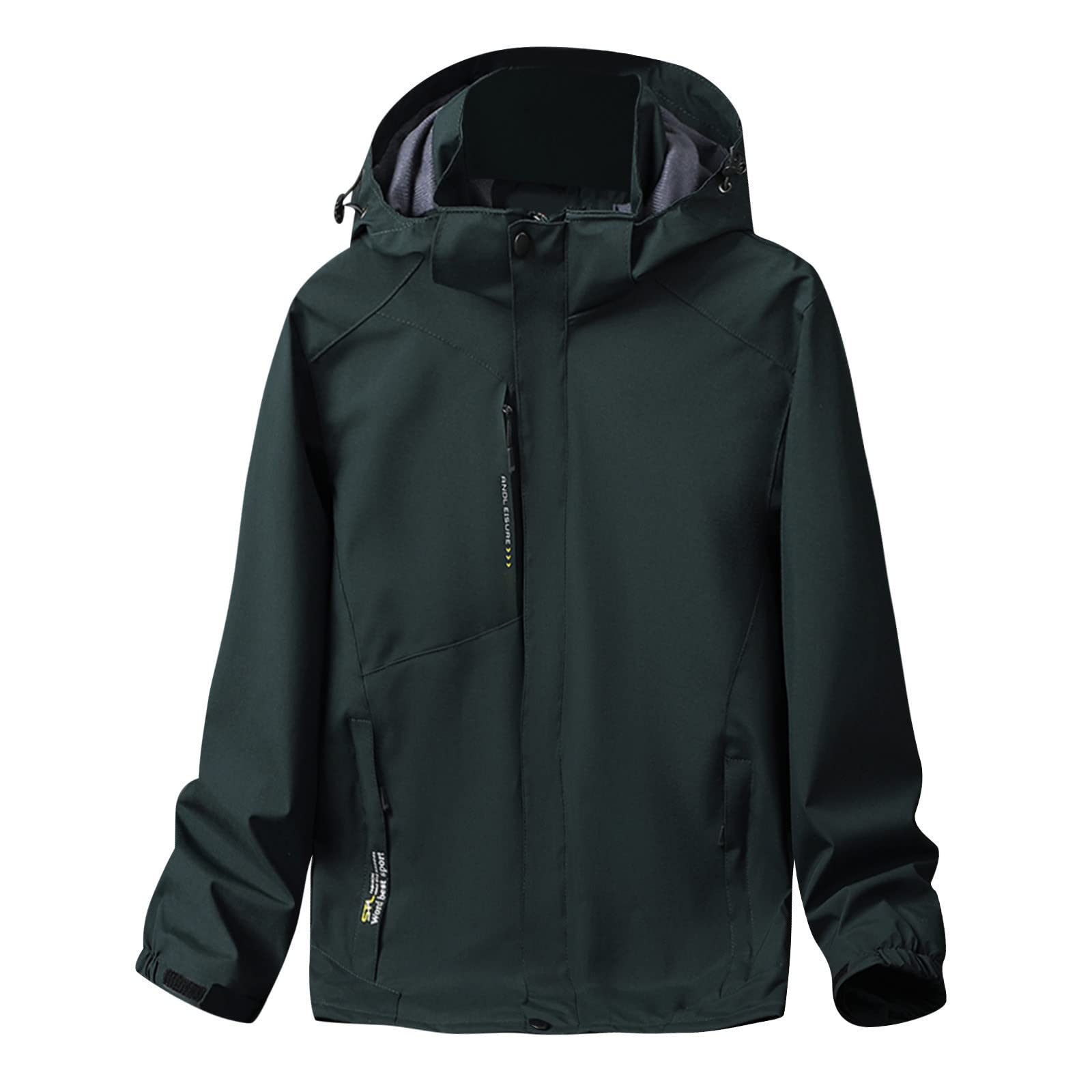 Szshaoye Waterproof Jacket Mens Lightweight Packable Shell Hooded Outdoor Raincoat Hiking Windbreake Jacket Outdoor Lightweight Softshell Raincoat For Hiking Travel With Zippered Pocket