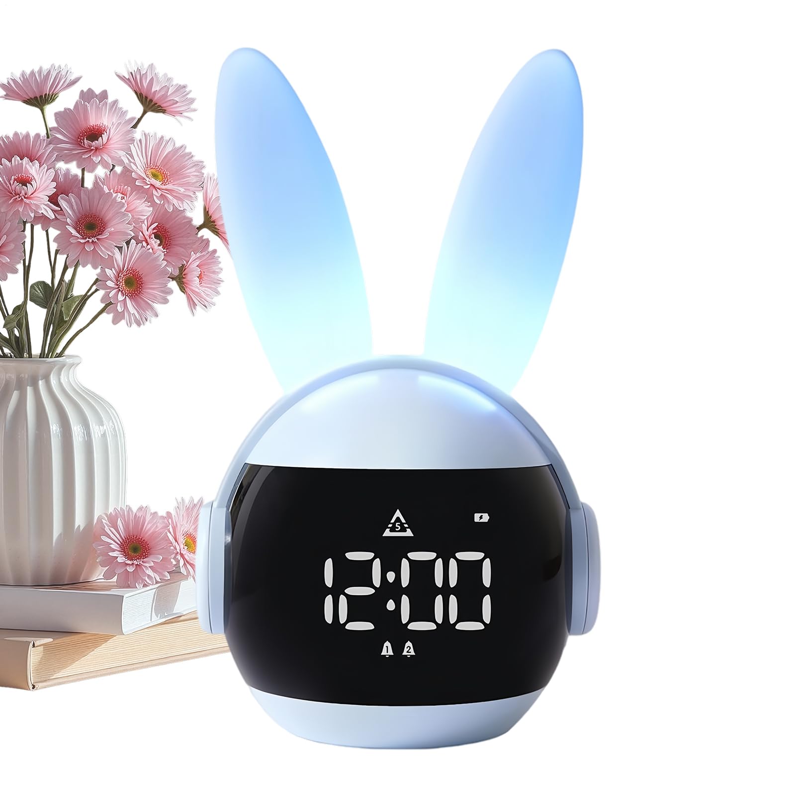 Veilleuse lapin horloge et support ordinateur ajustable, le cadeau parfait pour chambre