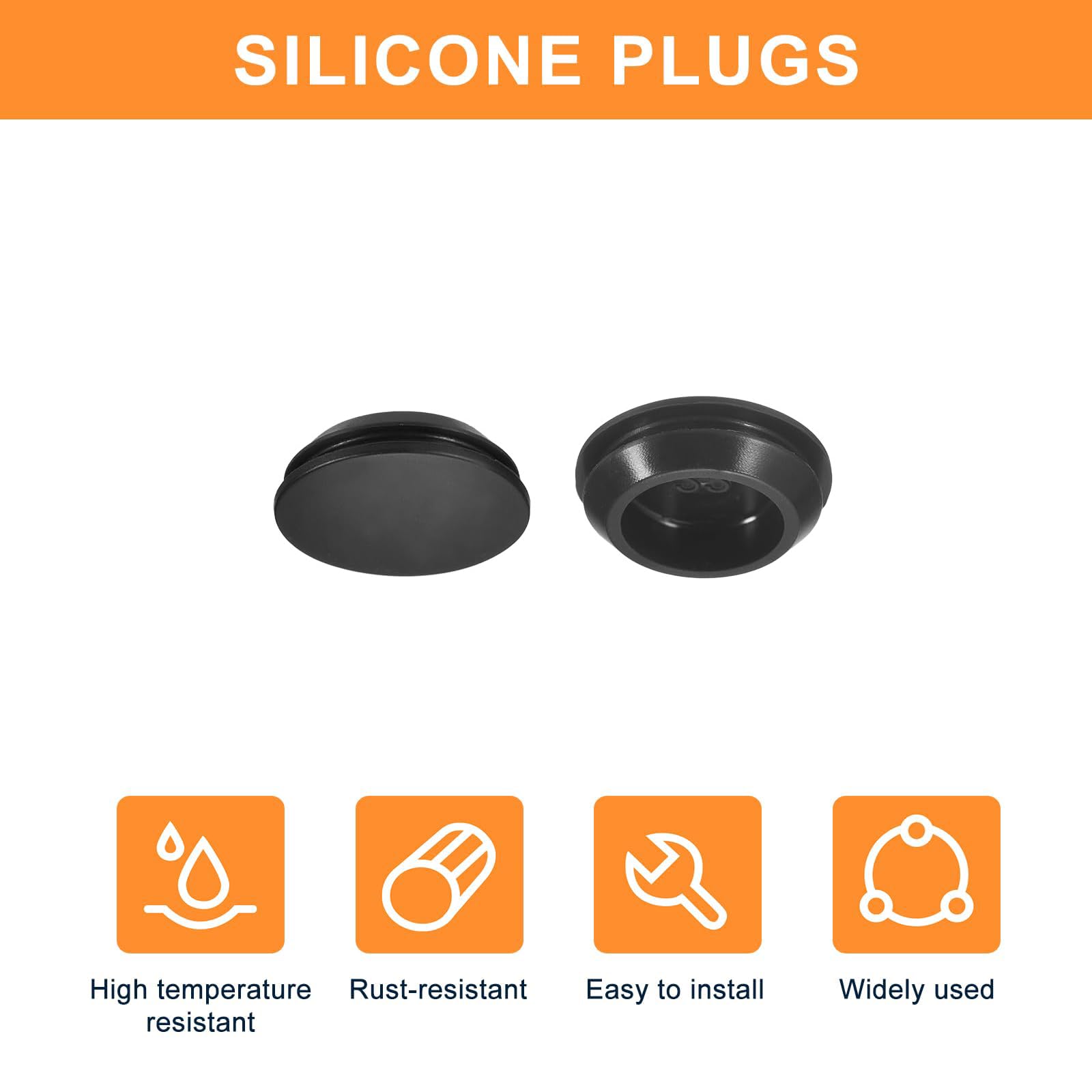 TA-VIGOR 16Pcs Silicone Snap in Locking Hole Plugs, Rubber Panel Seal Cover Flush Type Panel Round for 22-24mm Hole - Image 4