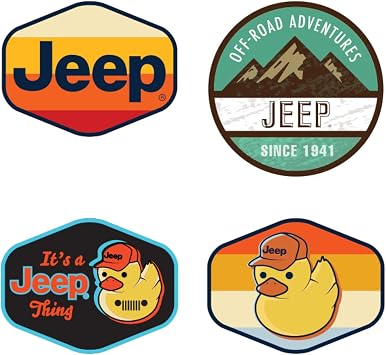 Jeep Stickers Duck Logos and Stripes and Off-Road Adventures Since 1941 Premium Vinyl Pack of 4