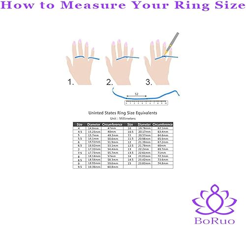 Miniatura 3 de BoRuo anillo de compromiso con nudo celta del amor tamaño de banda del anillo 4-12 Anillo de plata de ley 925