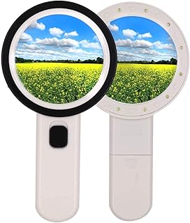 Wlfys Magnifying Glass for Kids Science with 30X 12 LED Lights Box Magnifier Extra Large Magnifier Double Glass Lens for Reading Maps Currency Detect Science for Seniors Adult