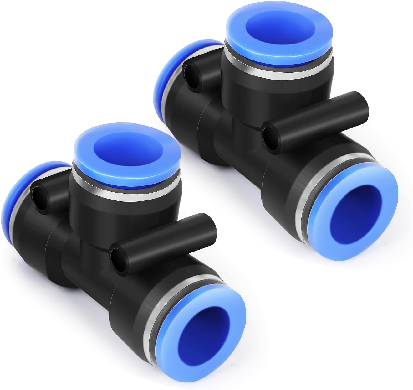 1/4 Inch OD Tee Plastic Push to Connect Fittings 3 Ways Tube Connect Push Fit, Push Lock PE-1/4, 10 PCS