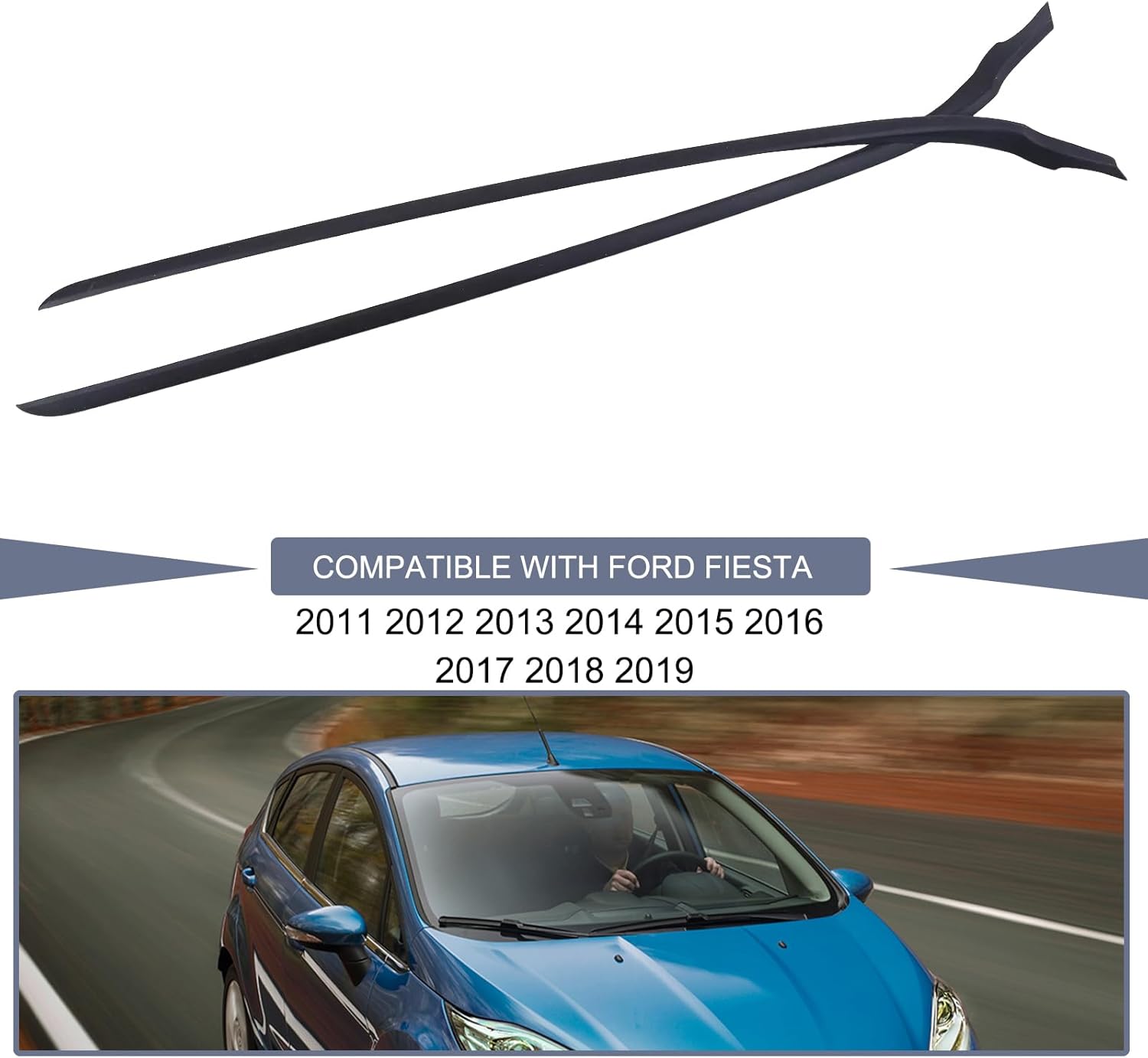 2Pcs Windshield A-Pillar Trim Moulding for Ford Fiesta 2011-2019 Left & Right Side Windshield A-Pillar Trim Replacement for AE8Z5403136A AE8Z5403137B