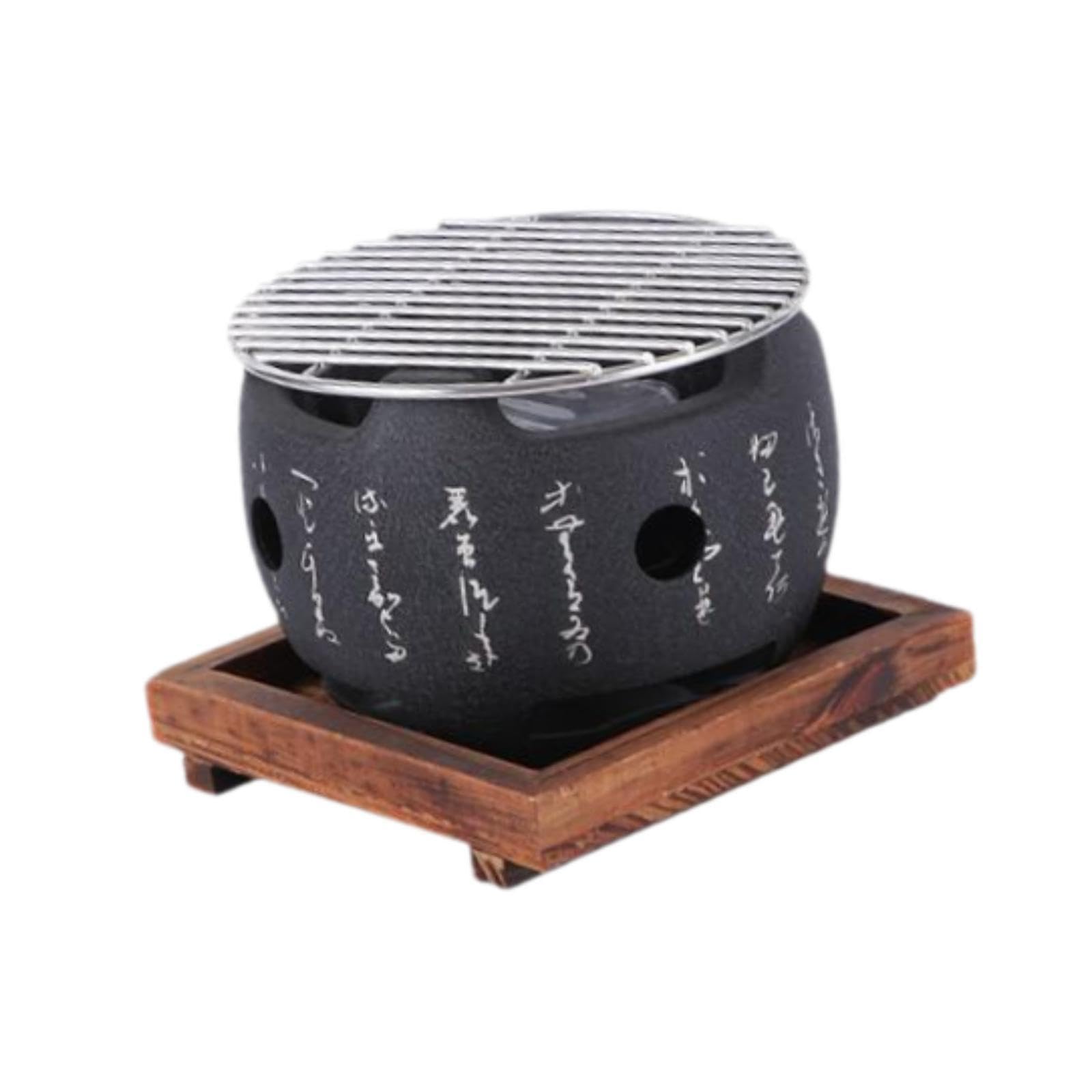 Griglia a carbonella giapponese compatta per picnic al chiuso, robusta piastra grill Hibachi con accessori, perfetta per gli appassionati di barbecue (15 x 15 x 13 cm)