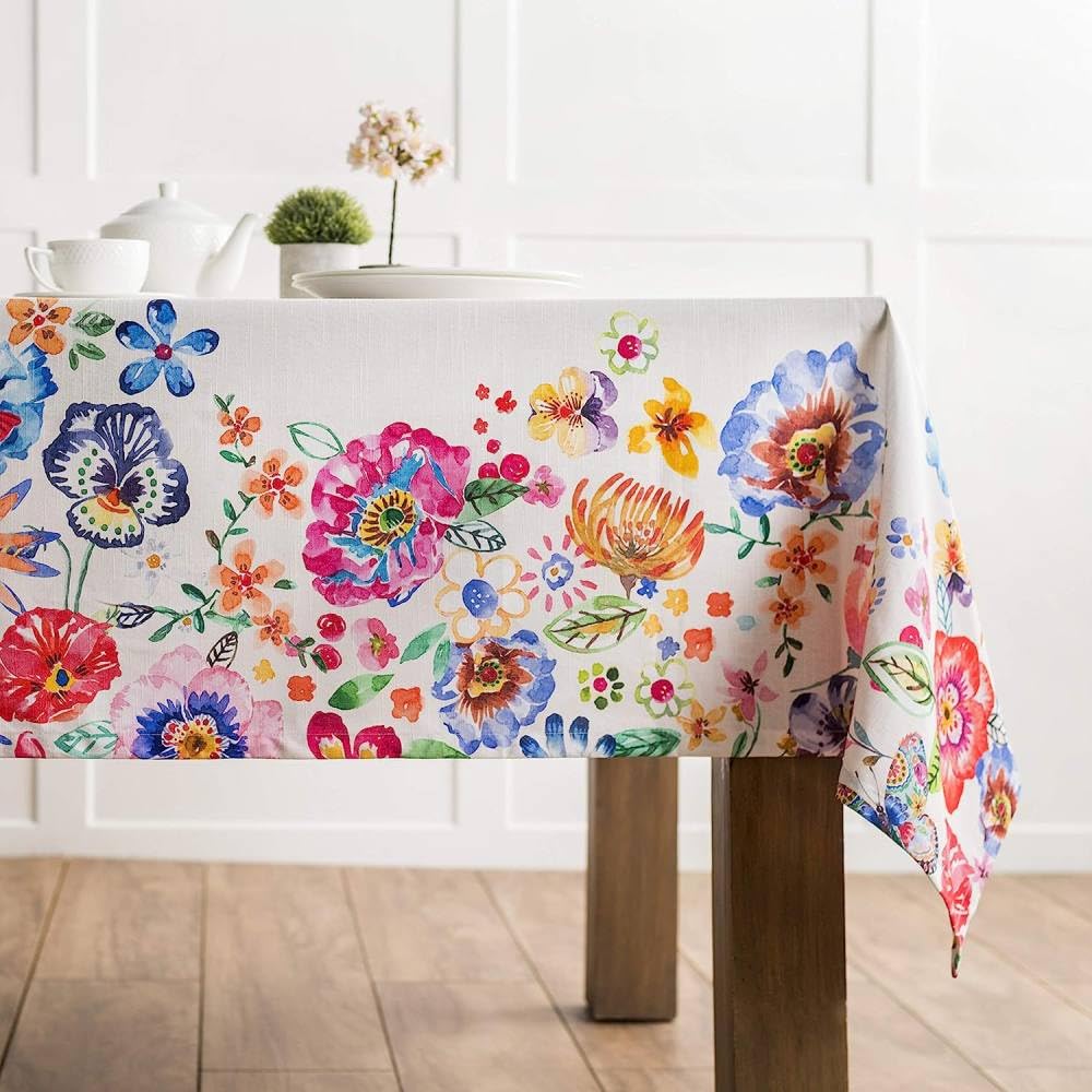 Nappe rectangulaires à fleurs d'aquarelle 140x280cm pour table de repas