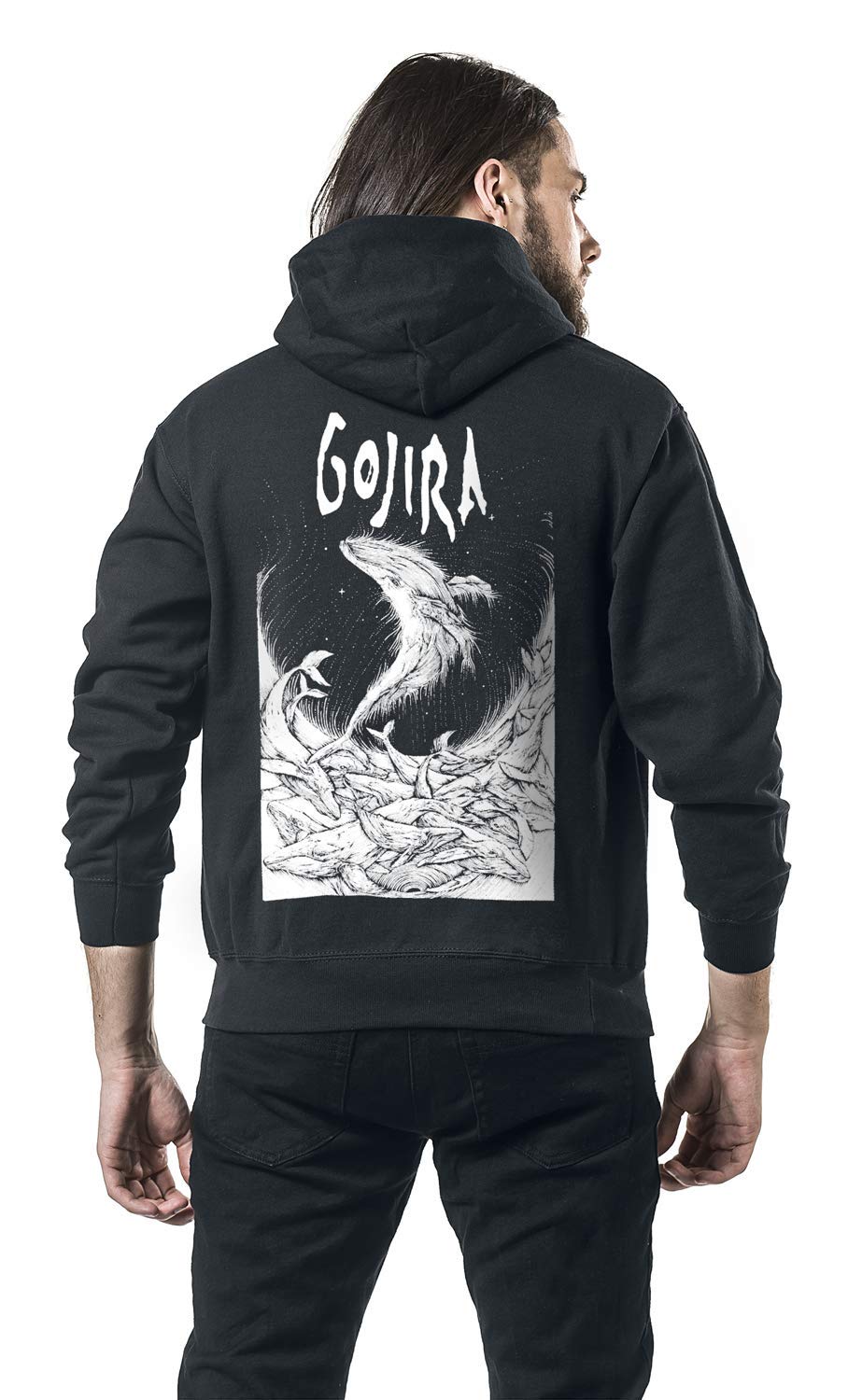 Gojira Woodblock Whales Männer Kapuzenpullover schwarz Band-Merch, Bands