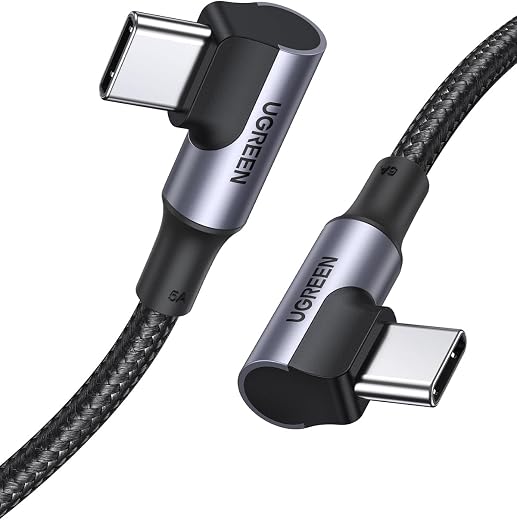 UGREEN 100W USB C to USB C Charger Cable 90 Degree, PD Fast Charging Cord for iPhone 17 Pro Max/16, MacBook Pro, iPad 202...