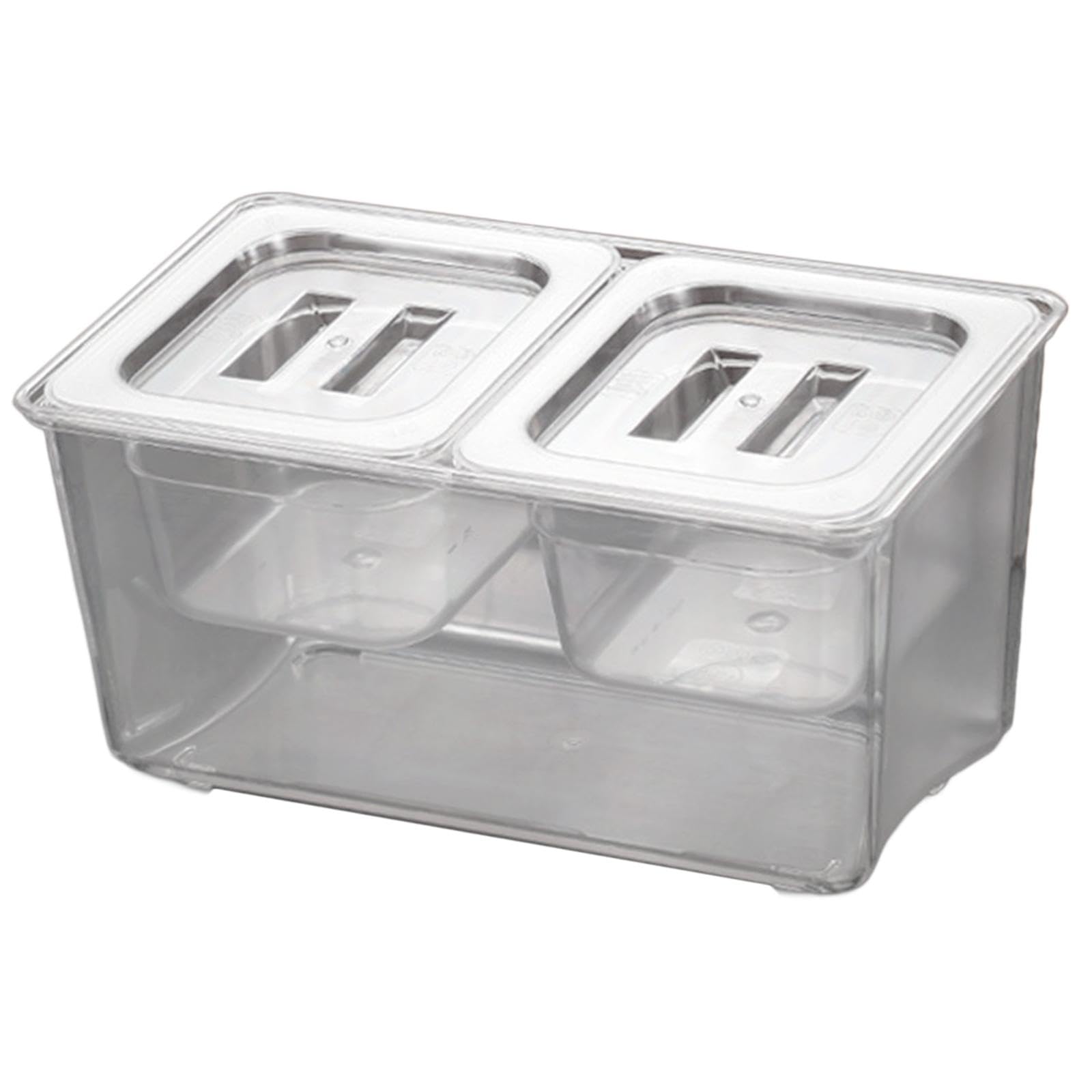 perfk Contenitore per condimenti refrigerati per Piccoli ingredienti Contenitori Rimovibili Scatola per condimenti visibile per Negozio di tè al Latte, 2 Scomparti