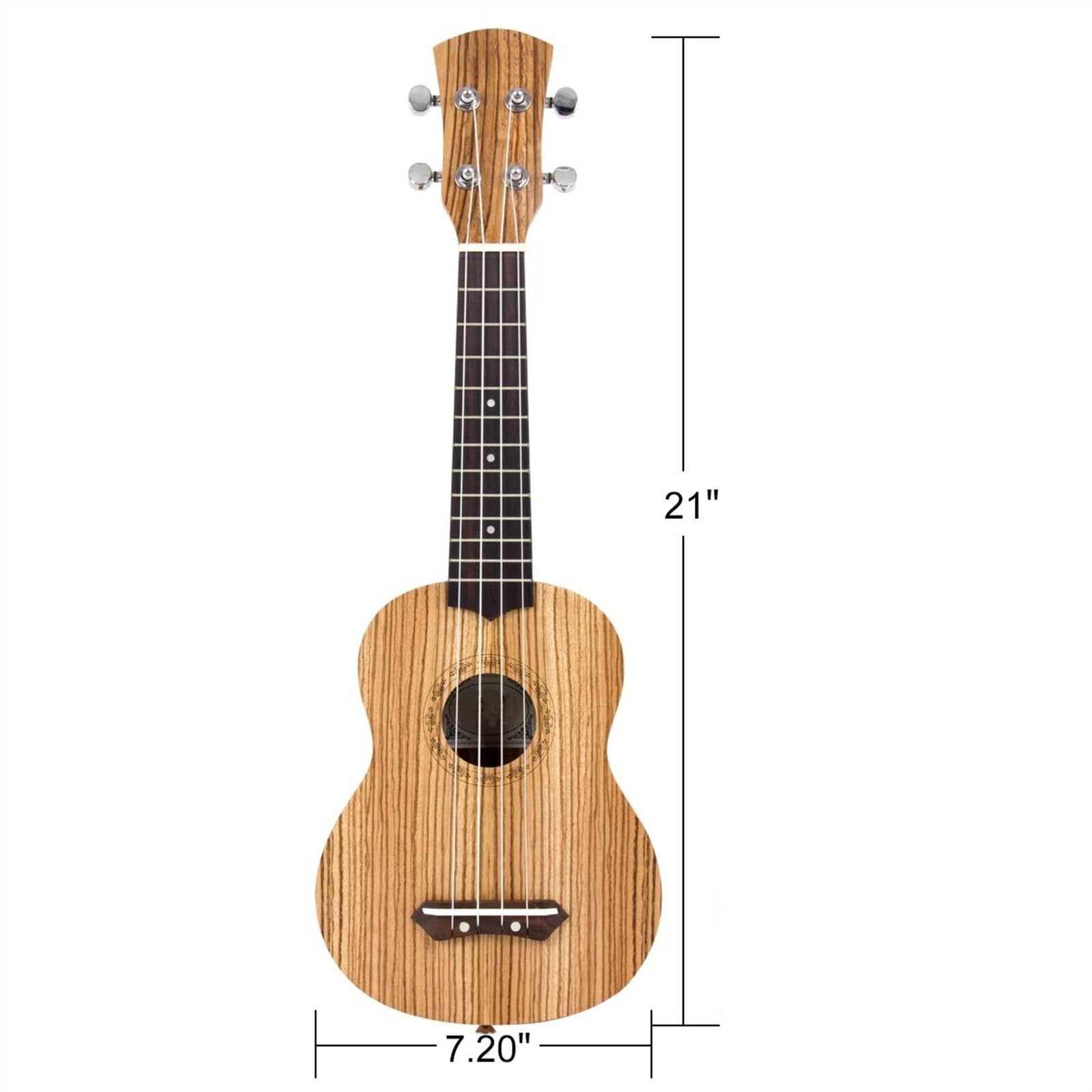 Ukulele Musikinstrumente 21-Zoll-Ukulele-Korpus Aus Zebraholz, Palisander-Griffbrett-Ukulelen-Set Mit Tasche, Stimmgerät, Gurtsaite