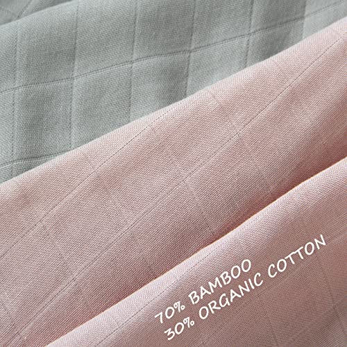 Muslin-Baby-Lounger-Cover-2-Pack-Compatible-with-Snuggle-Me-Infant-Padded-Loungers-Newborn-Organic-Cotton-Bamboo-Removable-Slipcover-Babynest-Cover-for-Boys-Girls-Grey-Pink