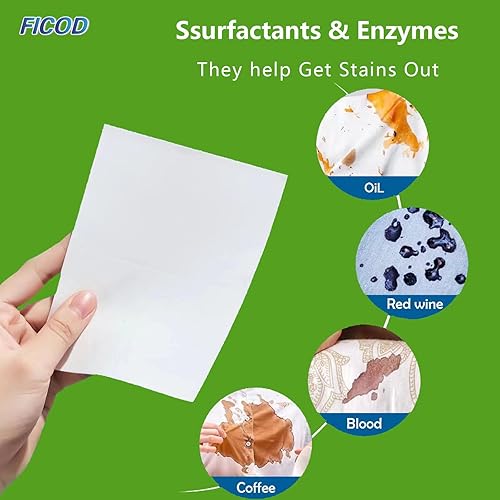 Miniatura 5 de Ficod Hojas de detergente para ropa, 60 hojas (hasta 120 cargas), paquete ecológico, detergente para ropa de viaje, hipoalergénico, disolución