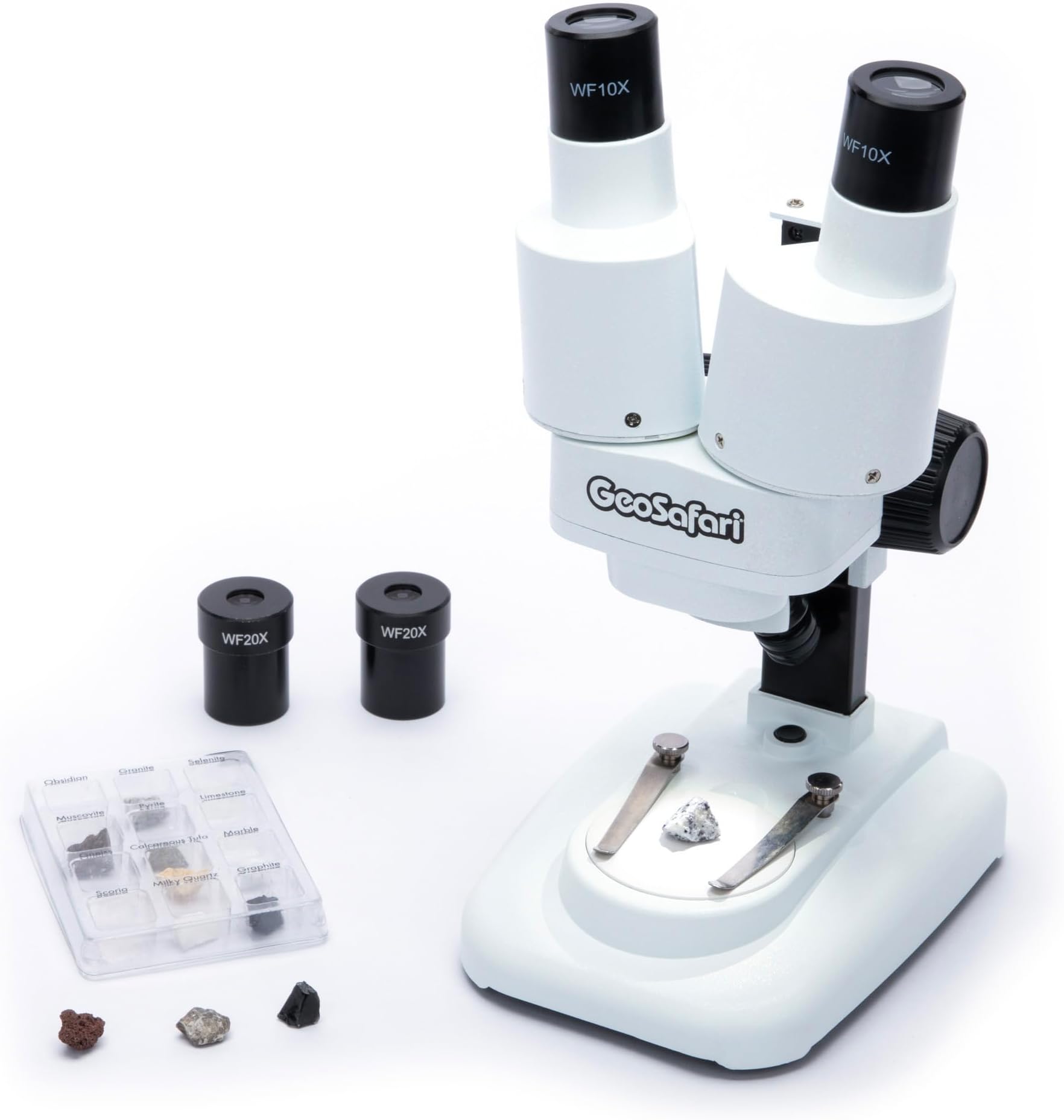 GeoSafari Stereoscope - Introductory Stereo Microscope for Kids 8-12, Science Kit for Homeschool and Classroom STEM Experiments, Kids Microscope Kit with Rock Specimens