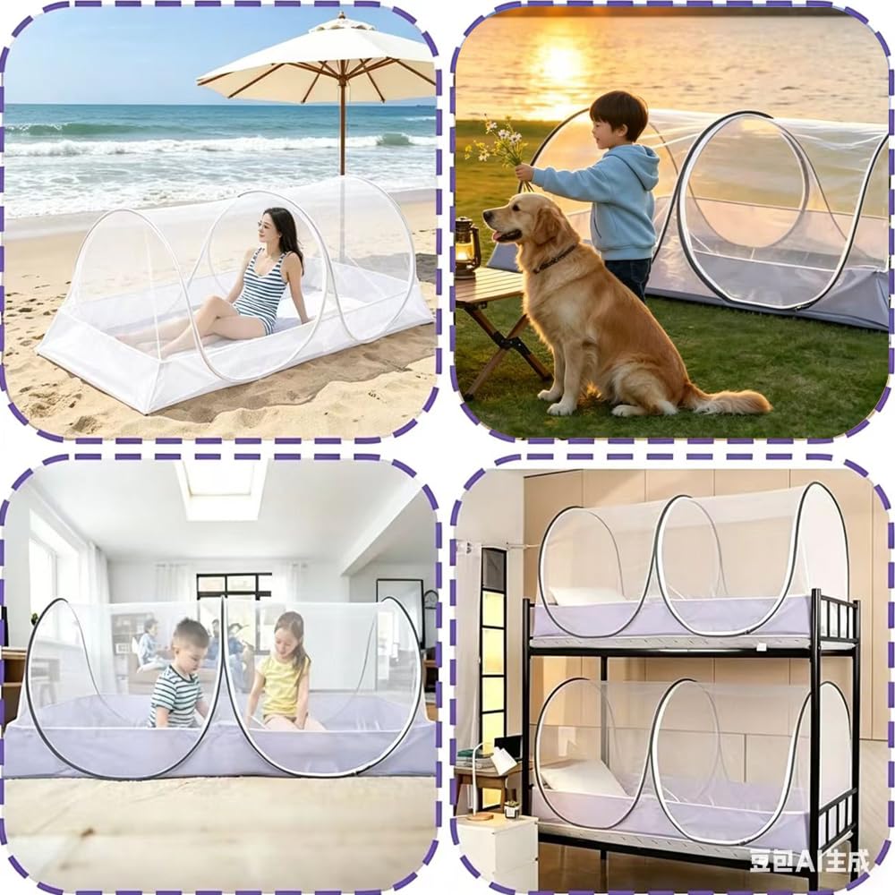 Mosquitera desplegable 200 x 100 x 73 cm, mosquitera plegable, para viajes, hogar, camping al aire libre, cómoda, rápida y portátil