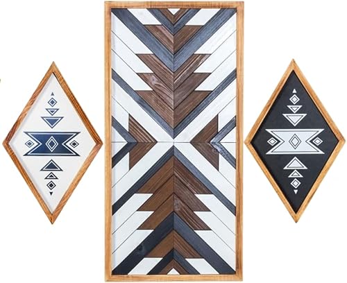 Beautiful Mind Arte de pared de madera azteca hecho a mano de 26 pulgadas, decoración de pared occidental, inspiración bohemia, suroeste y nativa