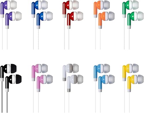 Miniatura 2 de Auriculares para niños a granel, paquete de 50 unidades, multicolor, desechables al por mayor empaquetados individualmente para escuelas, aulas,