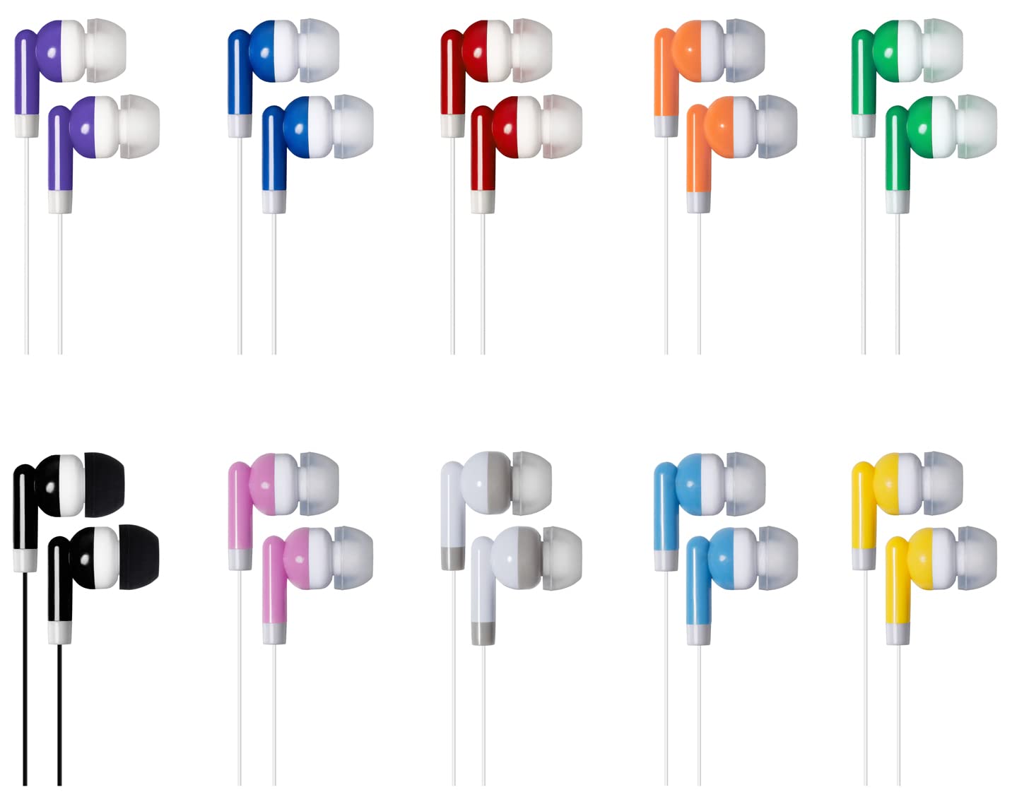 Auricolari per bambini, confezione da 50 pezzi, multicolori, usa e getta all'ingrosso, confezionati singolarmente per scuole, aule, studenti, biblioteche, ospedali, regali (50 misti)