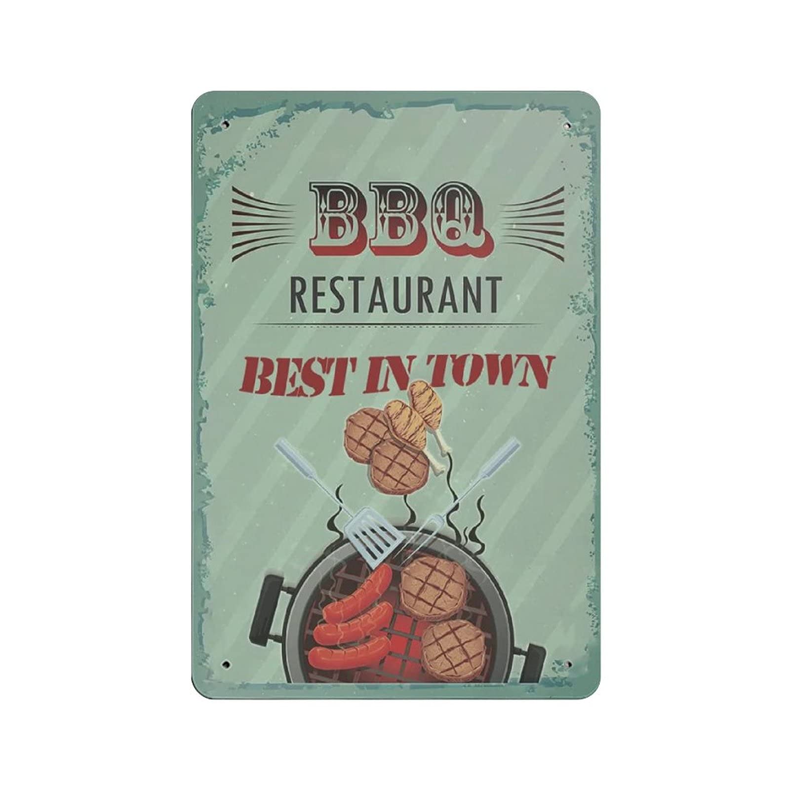 BBQ Restaurant Best in Town Tin Sign Metal Plaque Art Hanging Iron Painting Retro Home Kitchen Garden Garage Wall Decor 12"x8"