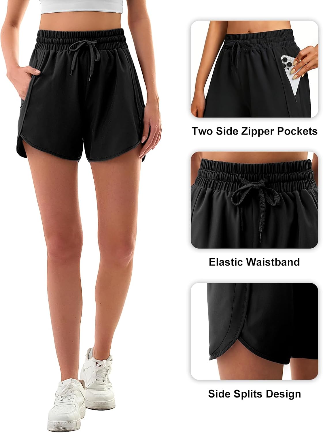 Women's 5" Athletic Running Shorts Lightweight Quick Dry Gym Workout Shorts with Zipper Pockets UPF 50+ - Image 5