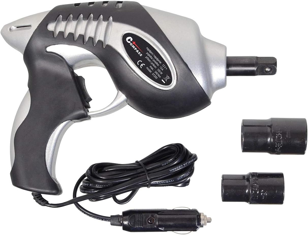 Unknown Compass 12V Impact Wrench, Chrome, 17/19/21/23mm Heads in Lockable Case