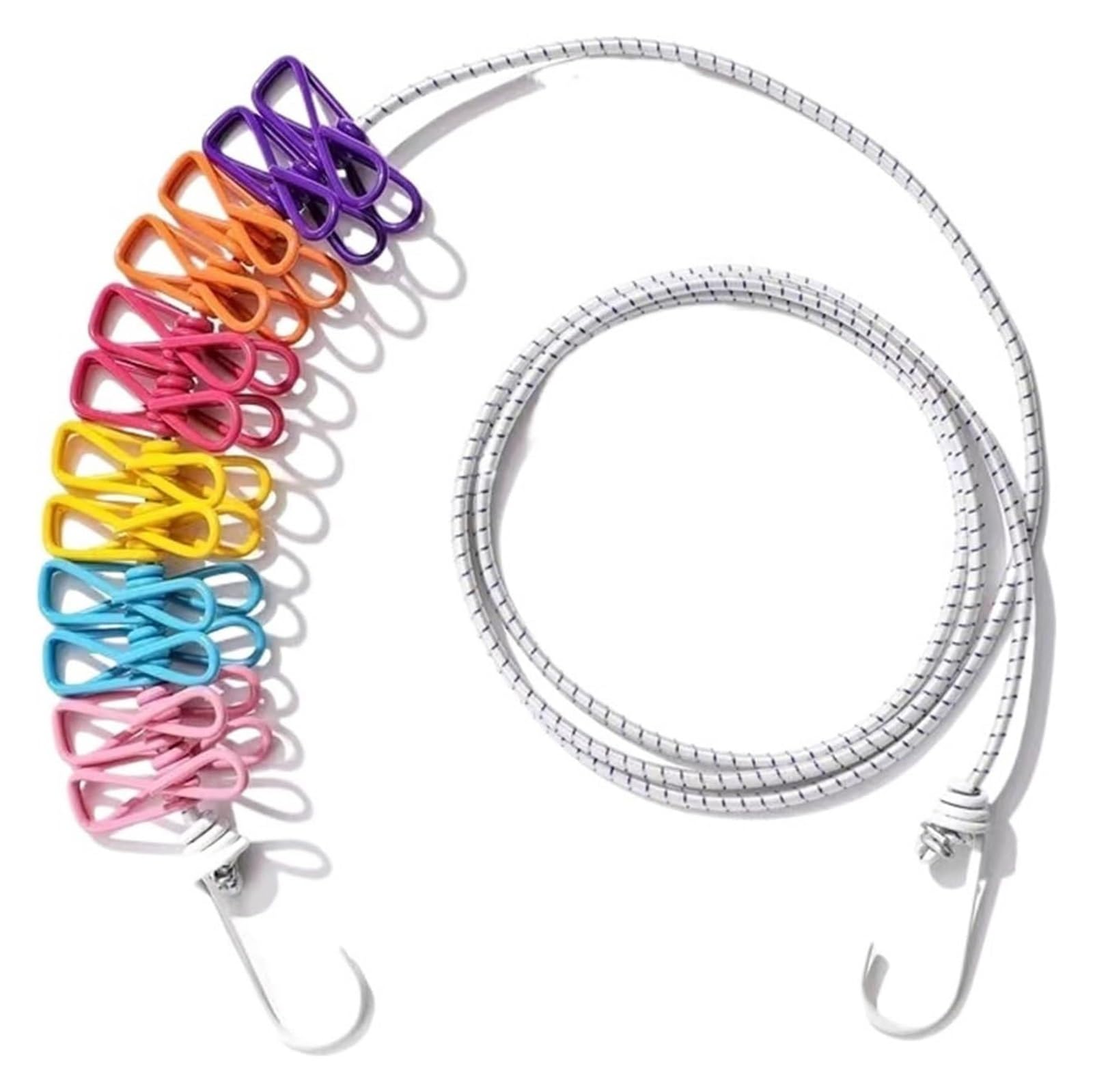 TVANTRUXIS Outdoor Portable Clothesline, Retractable Portable Laundry Line with 12 Clips Multicolor for Travel Balcony Garden(Color1)