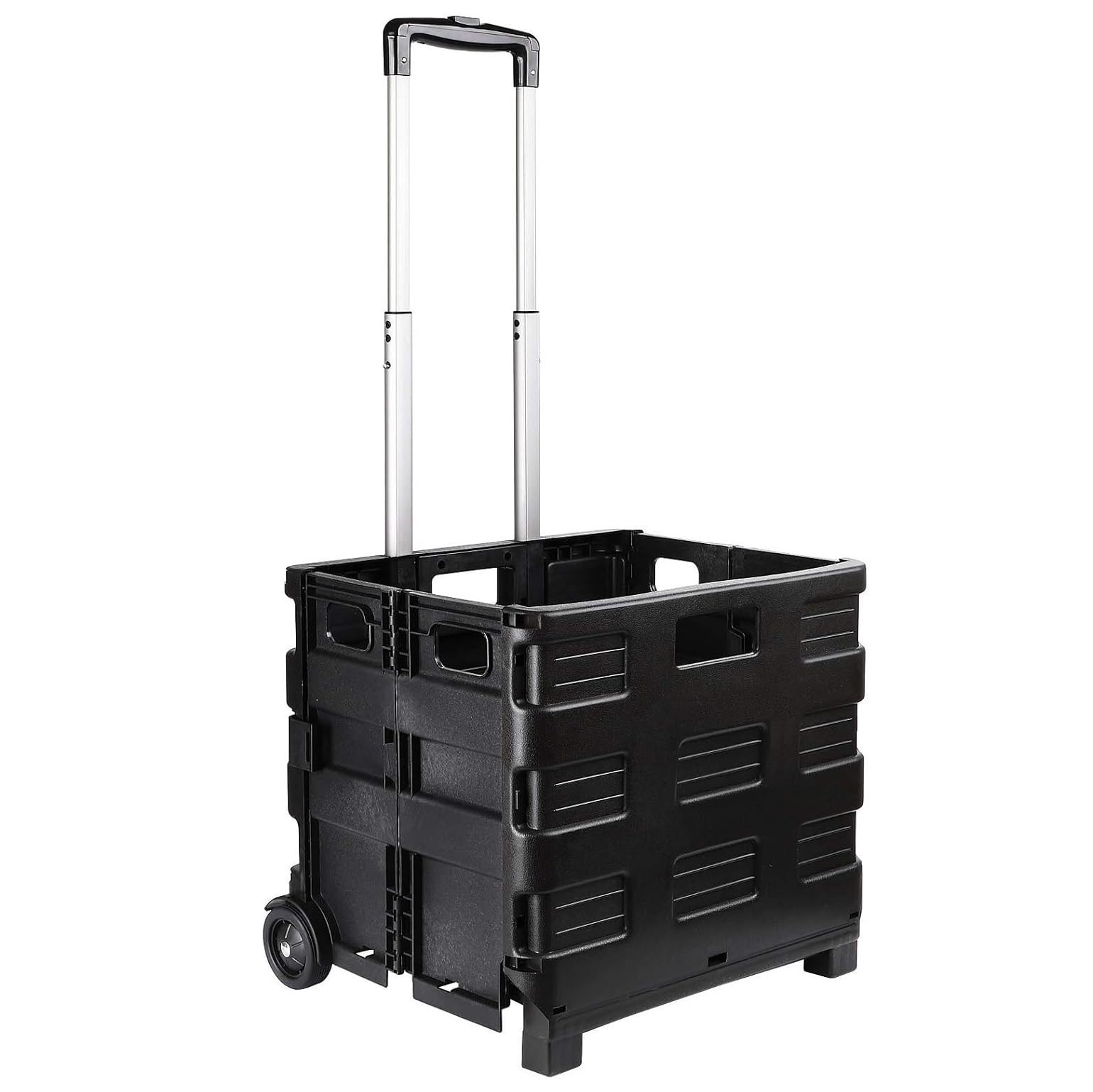 Carrito Plegable con Caja para Compras, Maletero Carro Caja de Almacenamiento Plegable con Ruedas