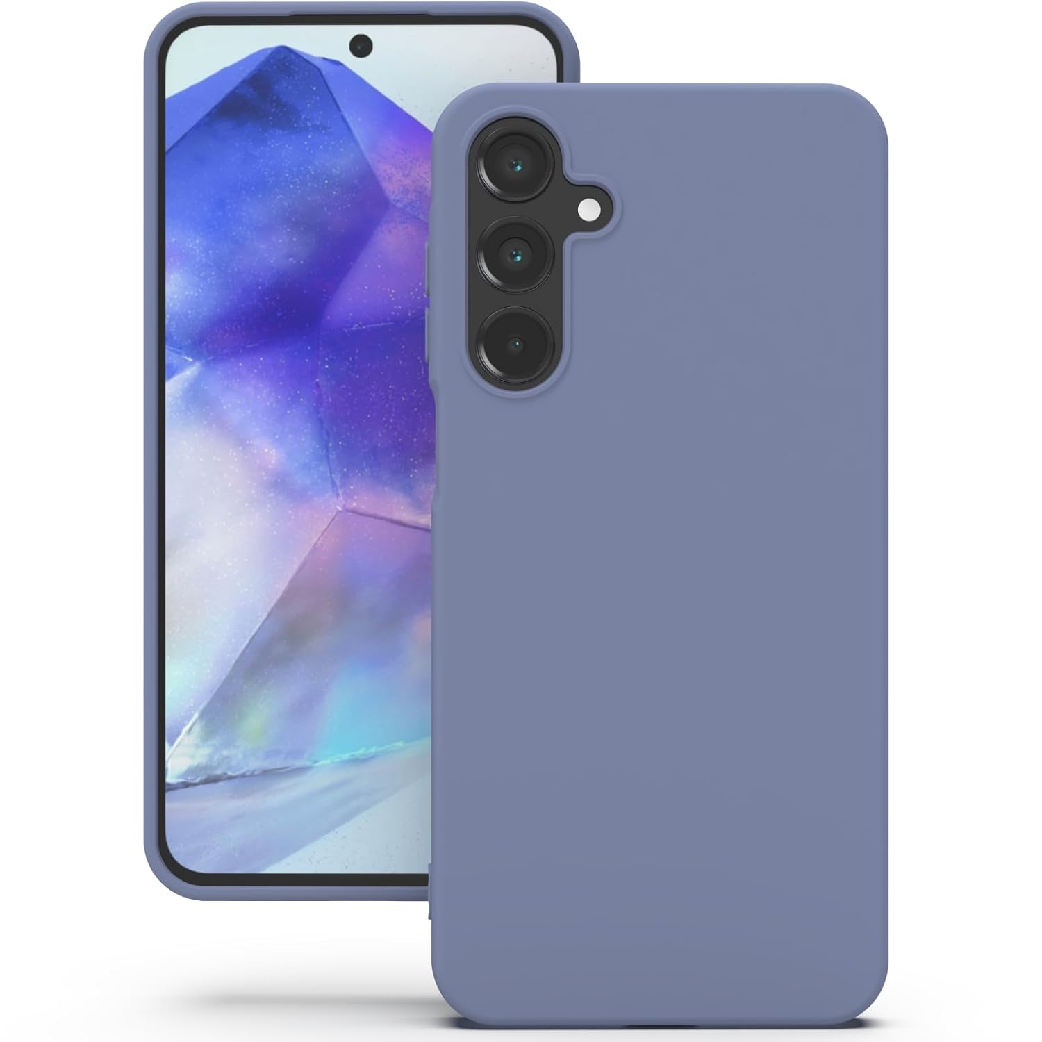 YATWIN Silicone Back Case for Samsung Galaxy A55, Soft-Touch Phone Back Cover for Samsung Galaxy A55 – Lavender Grey